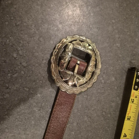 Silver and Brown  Brighton Concho Belt - Picture 4 of 9